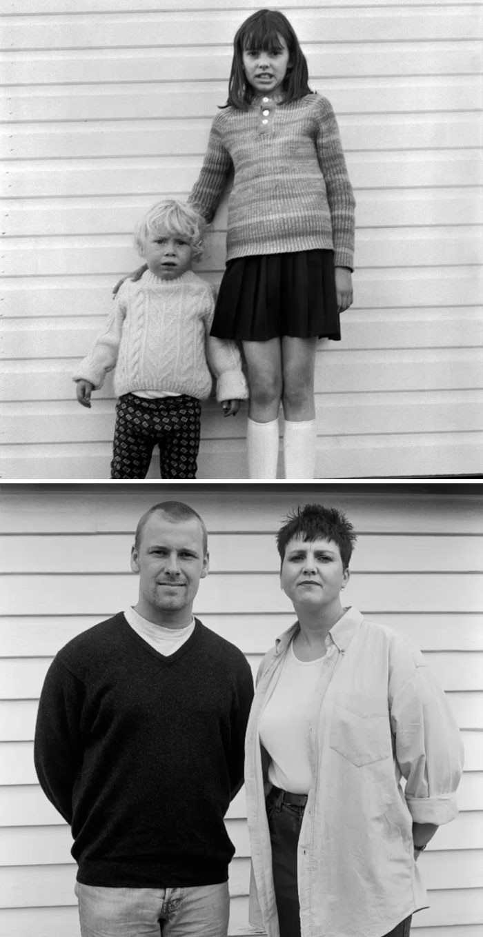 Martin (sol) ve Debbie Pout (sağ), 1974 ve 1999
